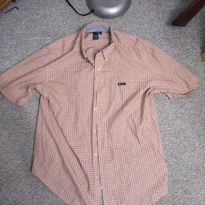 Chaps Checkered Salmon Button up